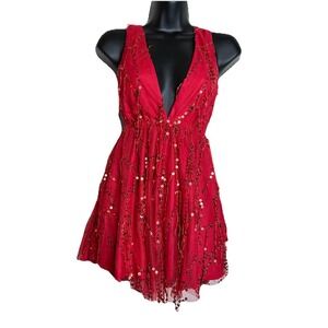 Hello Molly TRY YOUR LUCK Red Sequin Mini Dress NEW Holiday Party Event Sz US 2